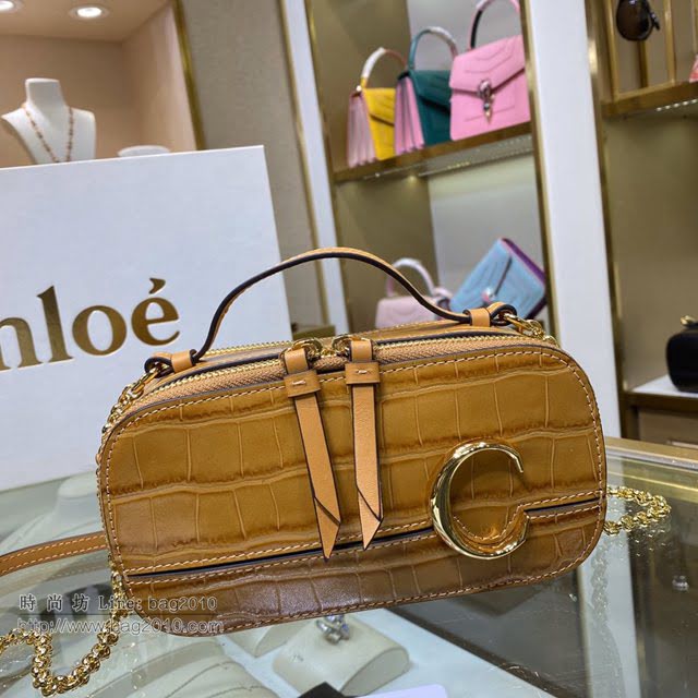 Chloe女包 克洛伊經典C Bag鱷魚壓紋鏈條相機包 Chole手提肩背斜挎包  jjh1227